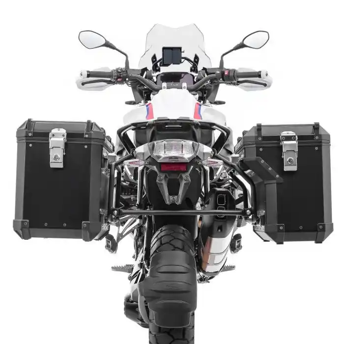 Weekendaanbieding Zijkoffers aluminium + kofferrek passend voor BMW F 900 GS 24-25 Bagtecs ADSX90 zwart