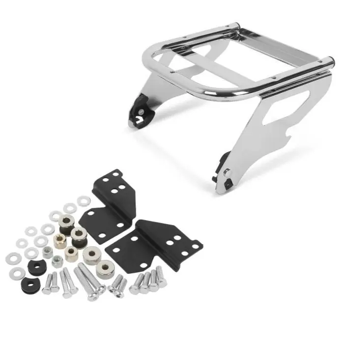 Express Levering Set: Bagagedrager Rack TP 2-Up afneembaar passend voor Harley Davidson Touring 97-08 chroom Craftride + Docking Hardware Kit passend voor Harley Davidson Touring 97-08 Craftride