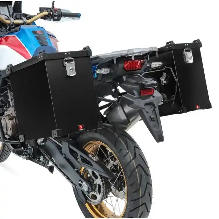 Motor koffer aluminium Set 2x35l Bagtecs Namib + adapter voor kofferrek zwart Bestseller
