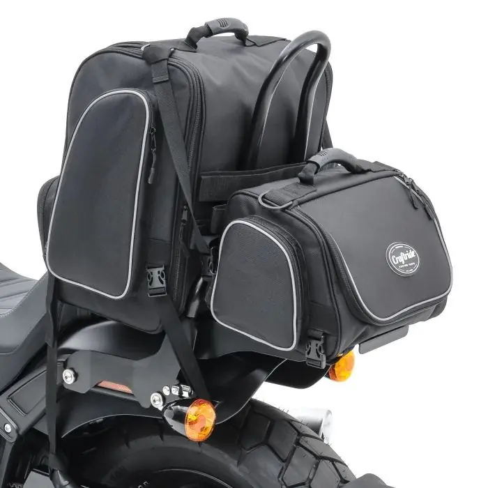 Set Motorfiets Buddyseat tas Craftride TM2 + TM4Sissybar tas 53-63 Liter zwart Modern