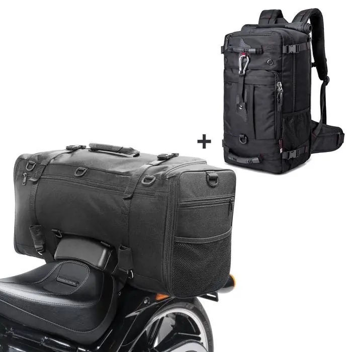 Topkwaliteit Set Buddyseat tas Craftride SQ1 52 Liter en Motor rugzak Bagtecs HK4 45 Liter zwart