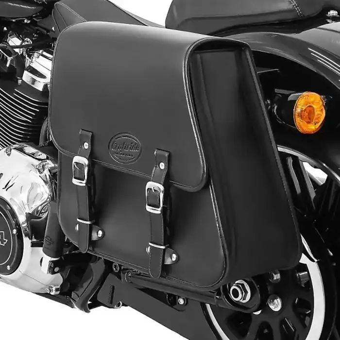 Authentiek Motorfiets Zadeltas Tacoma 28Ltr Zijvak voor Chopper Cruiser en Custombikes zwart