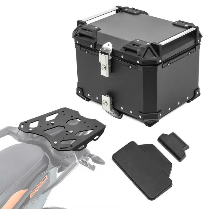 Set Aluminium Topkoffer + Drager voor KTM 790 / 890 Adventure 19-25 Topcase Bagtecs XB45 zwart + rugkussen Uitverkoop