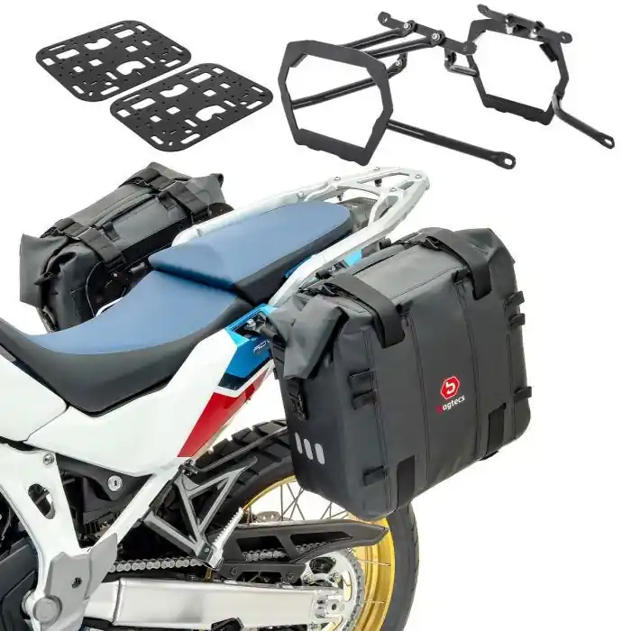 Zadeltassen + kofferrek compatibel met Honda Africa Twin Adventure Sports 1100 20-25 zijtassen + plaat Bagtecs XA32 Authentiek
