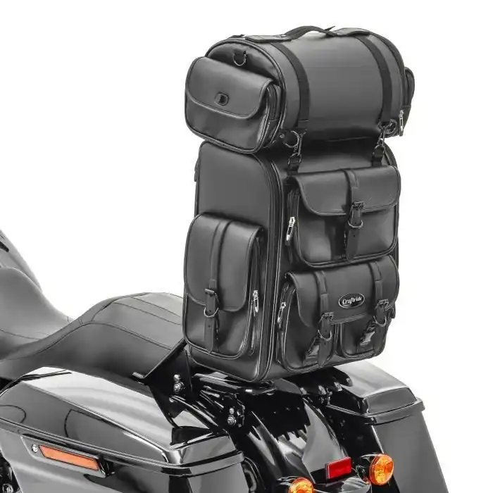 Hete Deal Sissybar Tas geschikt voor custombike Achtertas Craftride DLX met Bagagerol CB45443