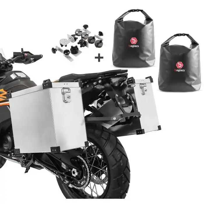 Geld-Terug-Garantie Set Motor Koffers Aluminium Bagtecs Namib 35-40l + binnenzakken + montagekit