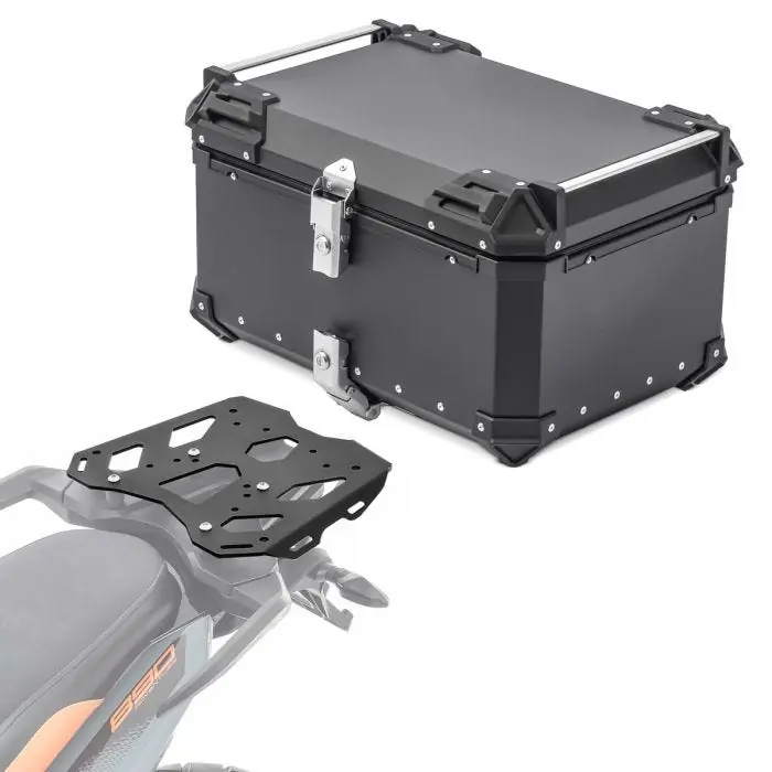 Laatste Kans Set Aluminium Topkoffer + Drager voor KTM 890 SMT 23-25 Topcase Bagtecs XB65 zwart