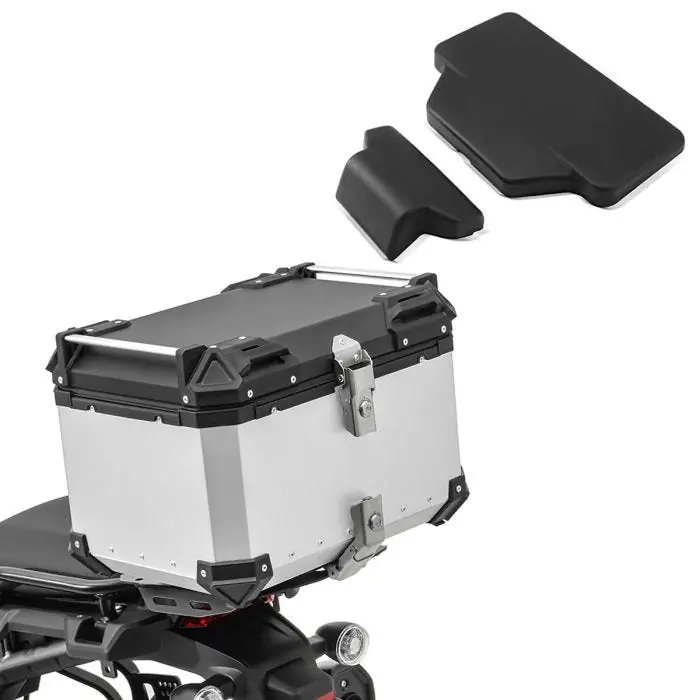 Ambachtelijk Set Motor aluminium topkoffer 55L + passagier rugkussen topcase geschikt voor Honda Africa Twin 1100 Adventure Sports Bagtecs XB55 zilver