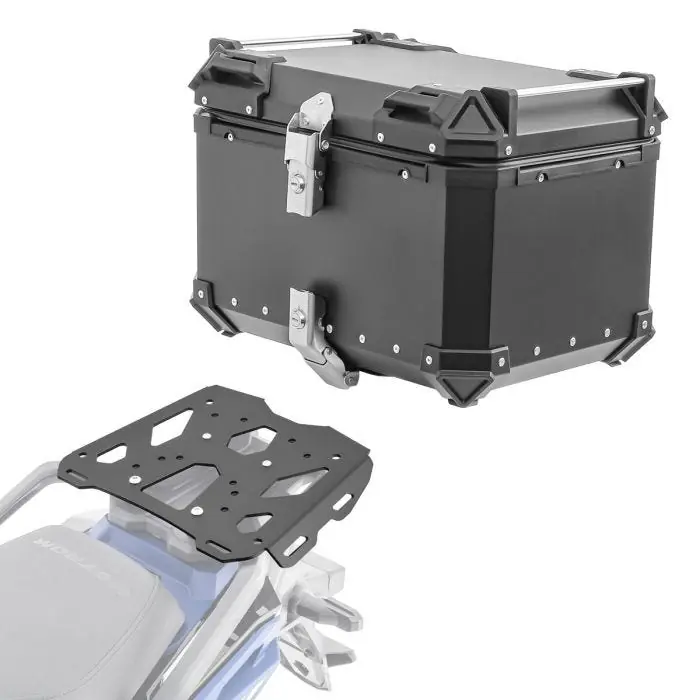 Aanbieding Set Aluminium Topkoffer + Drager voor Suzuki V-Strom 800 23-25 Topcase Bagtecs XB55 zwart