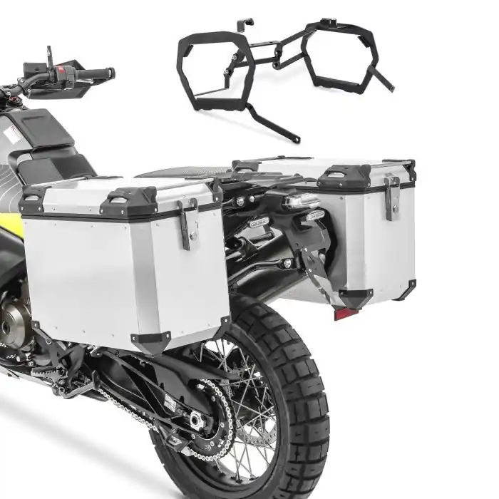 Nieuwe Collectie Zijkoffers aluminium + kofferrek compatibel met KTM 1190 Adventure / R 13-16 Bagtecs QP48 zilver