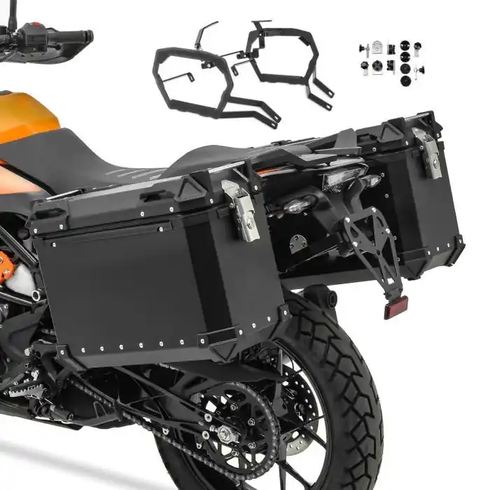 Zijkoffers aluminium + kofferrek compatibel met KTM 1290 Super Adventure R / S 2017-2020 XW38 zwart Authentiek