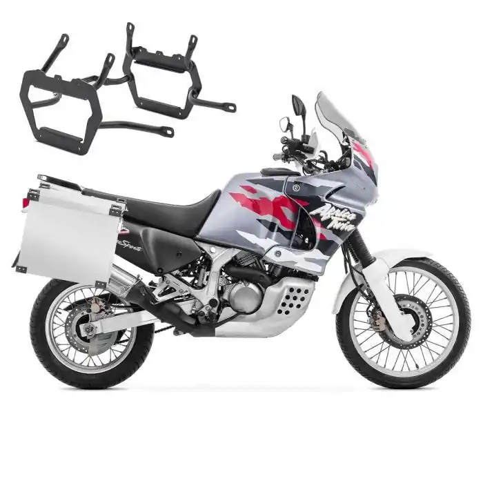 Set Aluminium Zijkoffers + kofferrek voor Honda Africa Twin XRV 750 93-03 Koffers Bagtecs NB35 zilver Nieuw