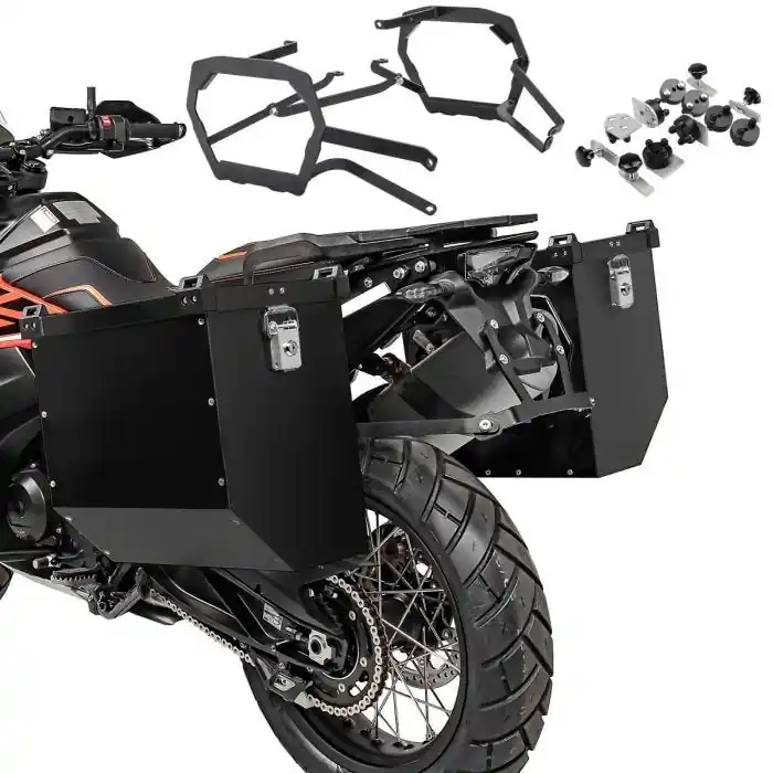 Aluminium Koffers compatibel met BMW R 1200 GS Adventure 06-13 + kofferrek 2x40L Bagtecs Atlas zwart Weekendaanbieding