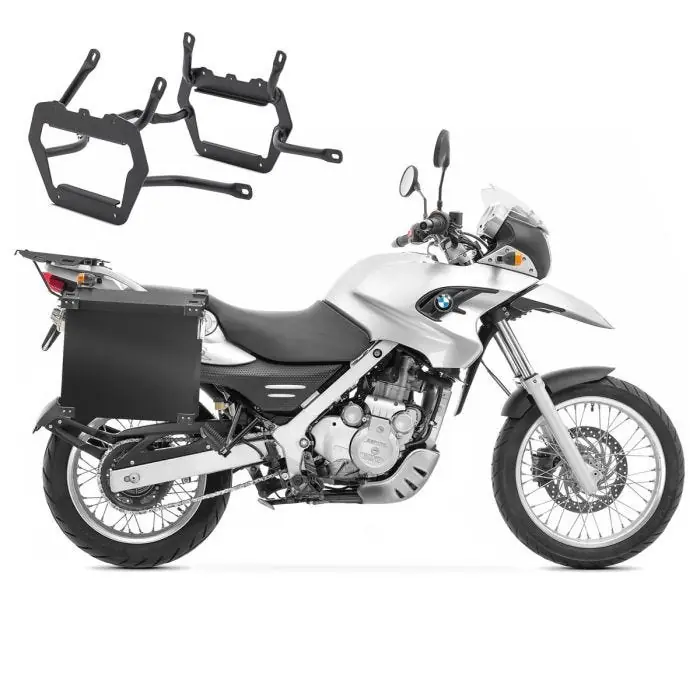 Origineel Set Aluminium Zijkoffers + kofferrek voor BMW F 650 GS / Dakar 99-07 Koffers Bagtecs NB40 zwart