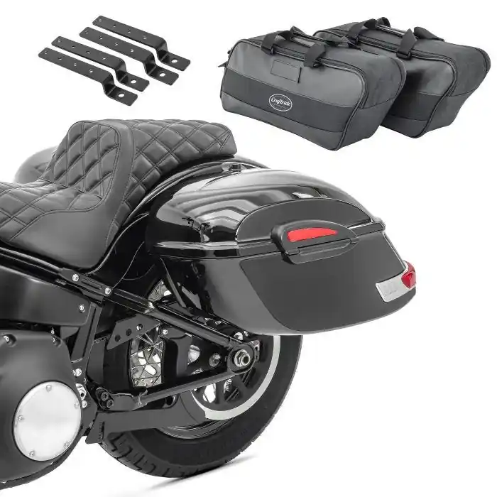 Set Zijkoffer Craftride Delaware 33L + Binnentassen compatibel met Harley Davidson Dyna Super Glide / Custom Fabrieksprijs