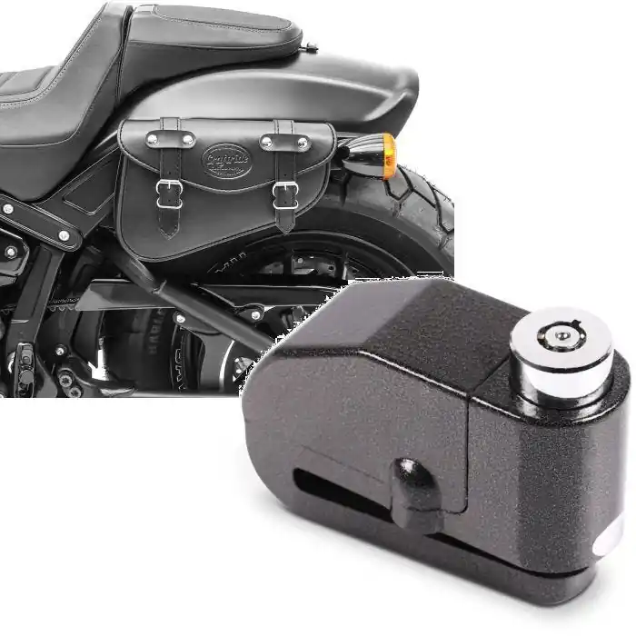 Betrouwbaar Set: Motorfiets Zadeltas links Arizona 3Ltr Zijvak voor Chopper zw Craftride met Schijfremslot met alarm 120dB zw