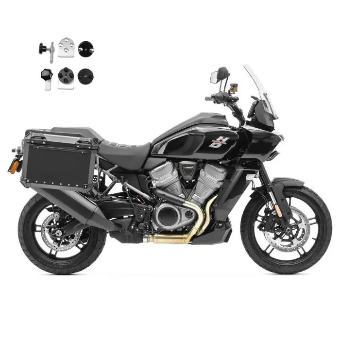Set Aluminium Zijkoffers + adapters voor Harley Davidson Pan America 21-25 Koffers Bagtecs XW30-38 zwart Bulkbestelling