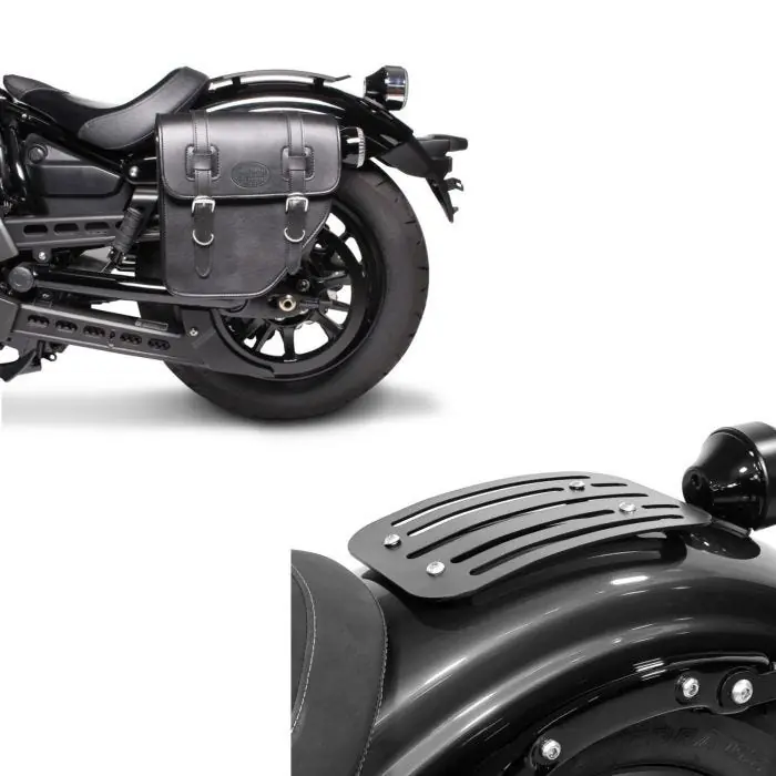 Weekendaanbieding Set: Zadeltas Yamaha XV 950 / R / Racer Texas Craftride 10Ltr links in zwart + Bagagedrager compatibel met Yamaha XV 950 / R 14-20 Solo Rack L1 Bagagerek Craftride