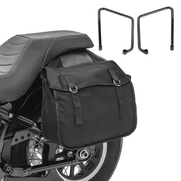 Zadeltassen met houder SB3 geschikt compatibel met chopper / custombikes 1200 Nightster 08-12 Canvas 36L Craftride Laatste Versie