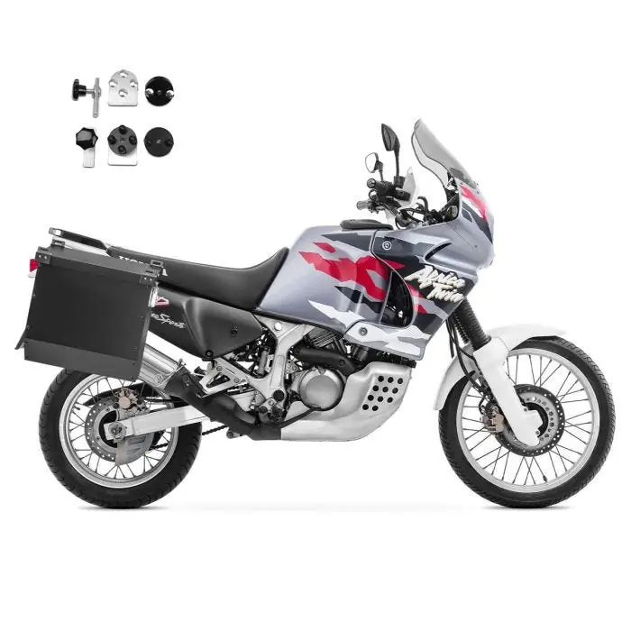 Wereldwijde Verzending Set Aluminium Zijkoffers + adapters voor Honda Africa Twin XRV 750 93-03 Koffers Bagtecs AT34-40 zwart