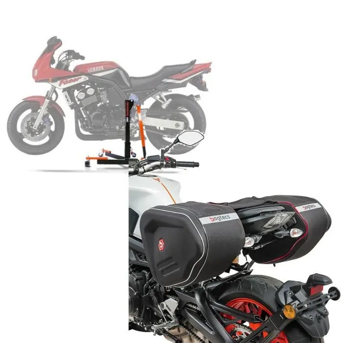 Set: Center Paddock Stand Yamaha FZS 600 Fazer 98-03 Lift ConStands Power-Evo oranje + Zadeltassen RF1 compatibel met Yamaha FZS 1000 / 600 Fazer Koop Online