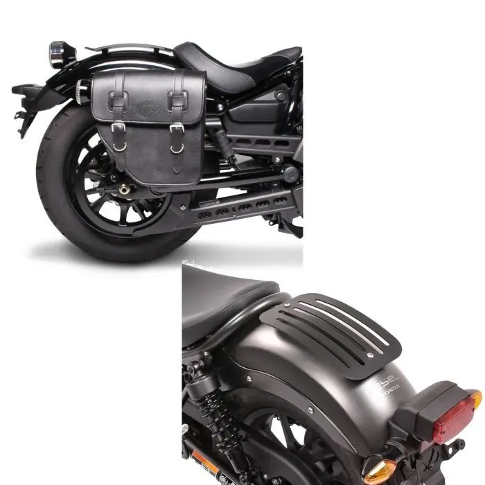 Uitverkoop Set: Zadeltas Honda Rebel 500 CMX Texas Craftride 10Ltr rechts in zwart + Bagagedrager compatibel met Honda Rebel 500 CMX 17-25 Solo Rack L1 Bagagerek Craftride