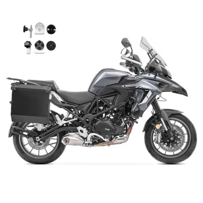 Set Aluminium Zijkoffers + adapters voor Benelli TRK 502 X 19-25 Koffers Bagtecs AT40 zwart Groothandel