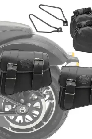 Alleen Vandaag Set 2x motor Zadeltassen + houder compatibel met Suzuki Intruder M 1800 R / R2 Craftride Montana zwart