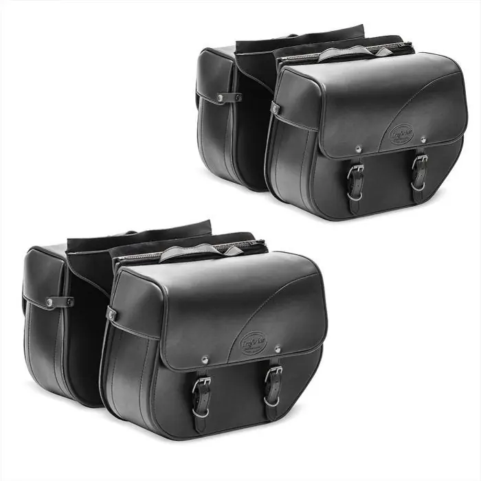 Beperkte Voorraad 2x Motorfiets Zadeltas rechts en links Craftride Kentucky 30Ltr Zijvak Set Chopper zwart Discount Set