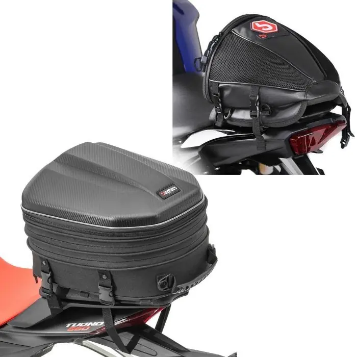 Set: Motor Buddyseat Tas CRB 14-22 L uitbreidbaar + Motorfiets achterzak Race voor achterhoede zadel in Aanbieding