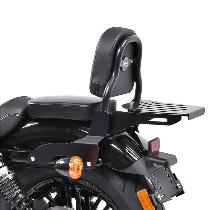 Sissybar CSS Fix passend voor Harley Davidson Sportster 883 Custom 04-10 met bagagedrager zwart Craftride Budget