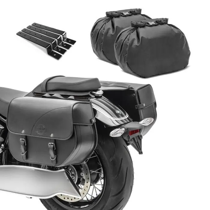 Aanbieding Zadeltassen KY + Montageset geschikt voor custombike Bad Boy Custom Craftride CB33427