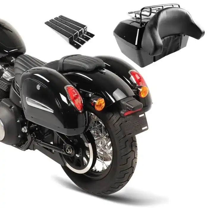 Topkoffer Set compatibel met Yamaha XV 1100 / 125 Virago met Zijkoffers MG2 Craftride Lage Kosten