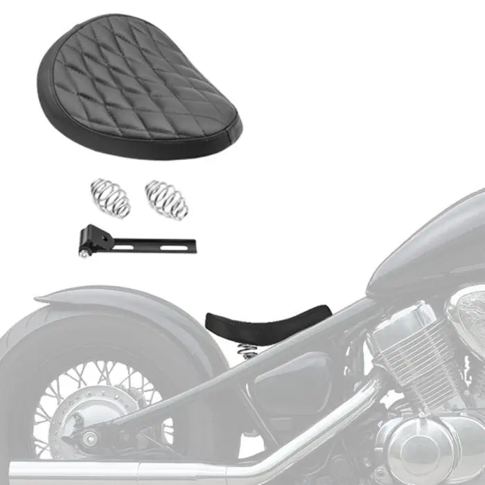Wereldwijde Verzending Motorfiets Solo zadel Craftride Diamond Contoured met veer voor custombikes in zwart