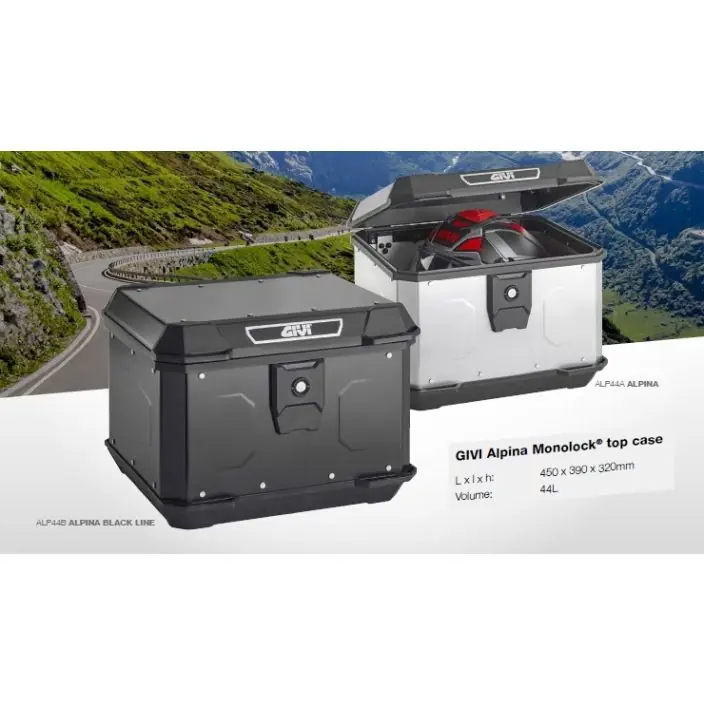 Luxe GIVI Alpina Aluminium Monolock Topkoffer 44L Zwart