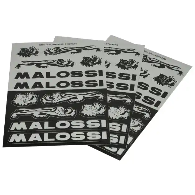 Malossi - Stickersetzwart/zilver 12-delig 11x16cm (3 vellen) Snelle Levering