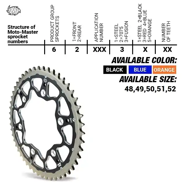 Favoriet MOTO MASTER - REAR FUSION 52T - Sprockets - BLUE 520