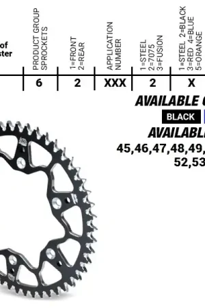 Populair MOTO MASTER - REAR ALU 48T, BLACK, 428 - Sprockets - Aluminium