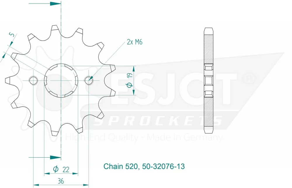 Gratis Verzending ESJOT - FRONT 13T, 520 - Sprockets - Voor optimale prestaties