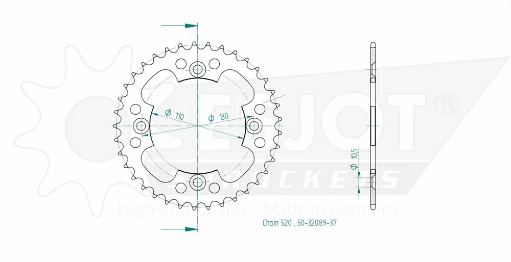 ESJOT - REAR STEEL 37T, 520 - Sprockets - Stevig en Duurzaam Plaats Bestelling