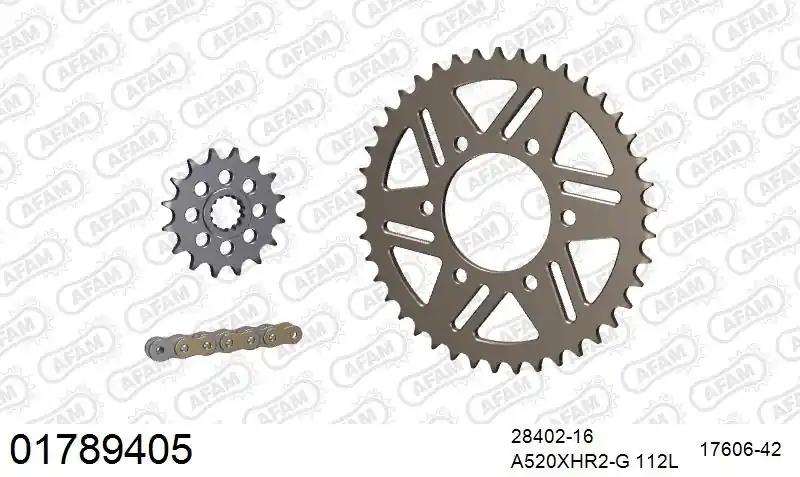 Snelle Levering AFAM - 520XHR2 112 MRS (RIVET) GOLD & SPROCKETS - Chain Kits - ALU