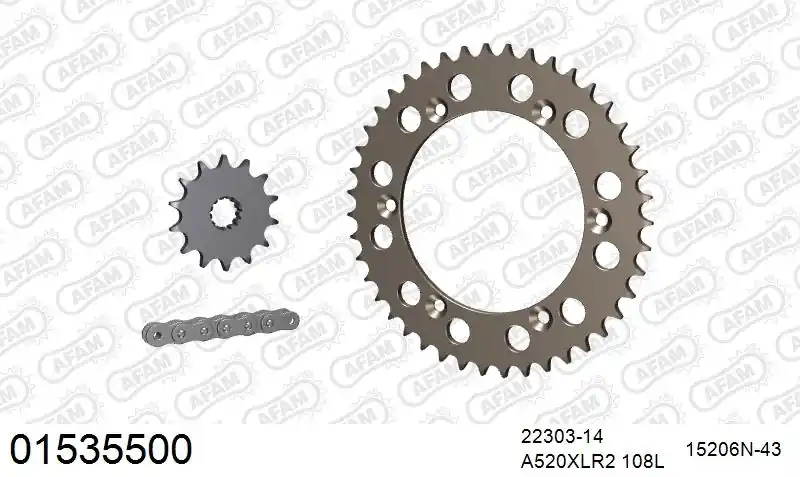 AFAM - 520XRR3 108 ARS (CLIP) GOLD & SPROCKETS - Chain Kits - ALU Professioneel