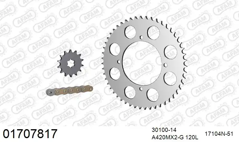 Lage Prijs AFAM - 420MX2 120 AR (CLIP) GOLD & SPROCKETS - ALU