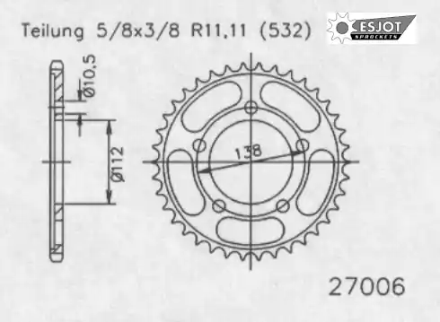 ESJOT - REAR 49T, 532 - Sprockets - Compatibiliteit met Yamaha Yzf r6 Beperkte Voorraad