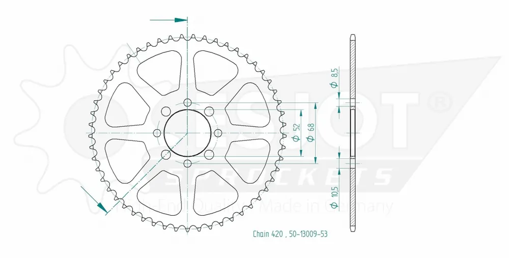 ESJOT - REAR STEEL 53T, 420 - Sprockets - Compatibel met Kawasaki KLX 110 Finale Uitverkoop