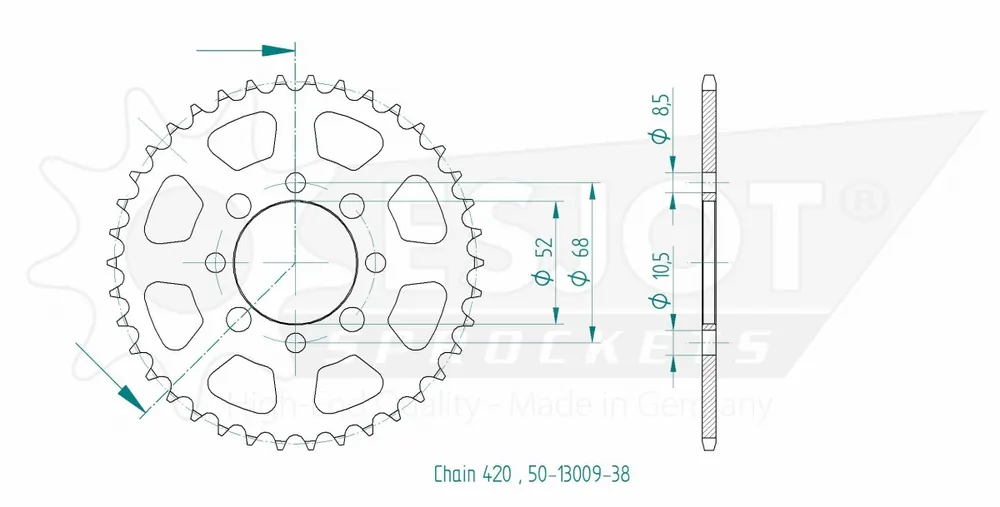 Favoriet ESJOT - REAR STEEL 38T, 420 - Sprockets - Geschikt voor Kawasaki Klx 110 modellen