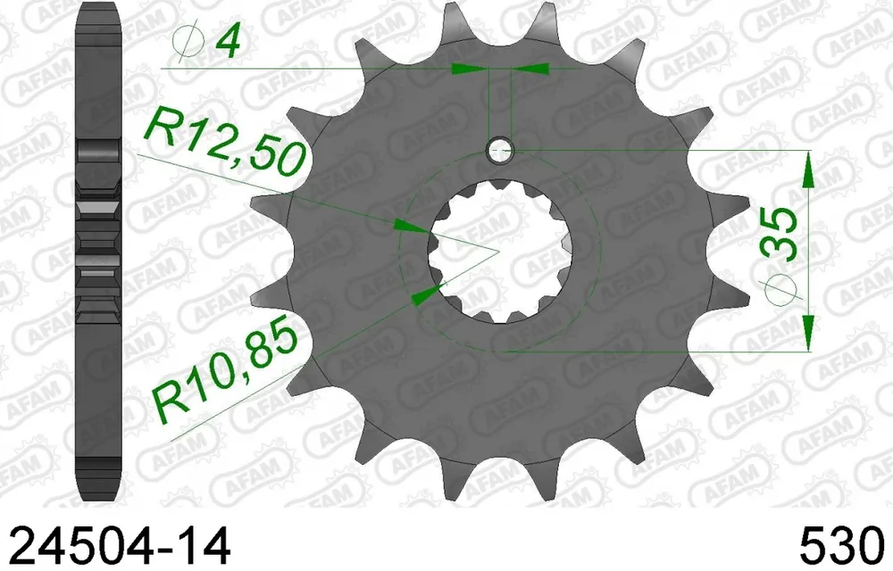 Origineel AFAM - FRONT 14T, 530 - Sprockets - Compatible met Kawasaki en Suzuki