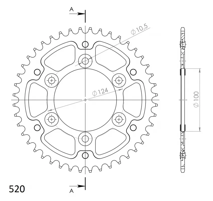 Speciale Aanbieding SUPERSPROX - REAR ALU 45T, BLACK, 520 - Sprockets - Perfecte Fit