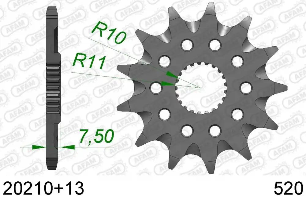 Geld-Terug-Garantie AFAM - FRONT 13T, 520, SELF CLEANING - Sprockets - Zelfreinigend
