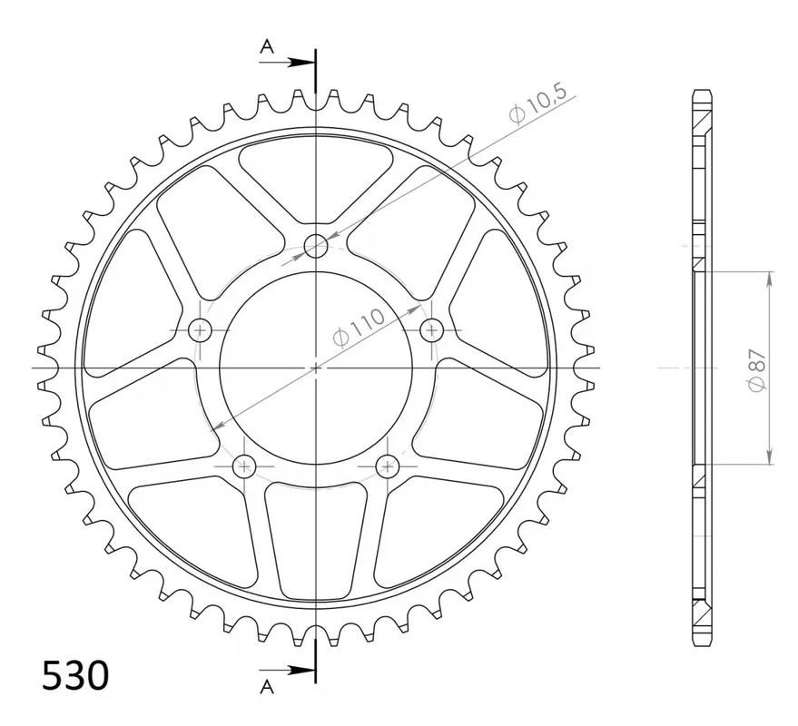 SUPERSPROX - REAR STEEL 48T, BLACK, 530 - Sprockets - 48T Merkproduct